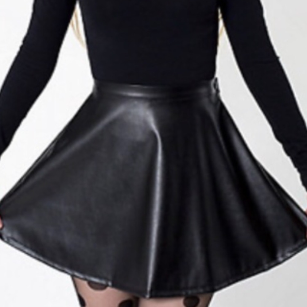 American apparel black leather circle skirt